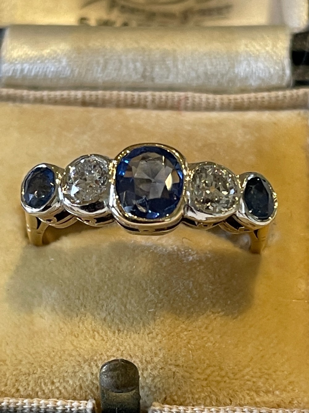 Edwardian Diamond and Sapphire Ring View IV