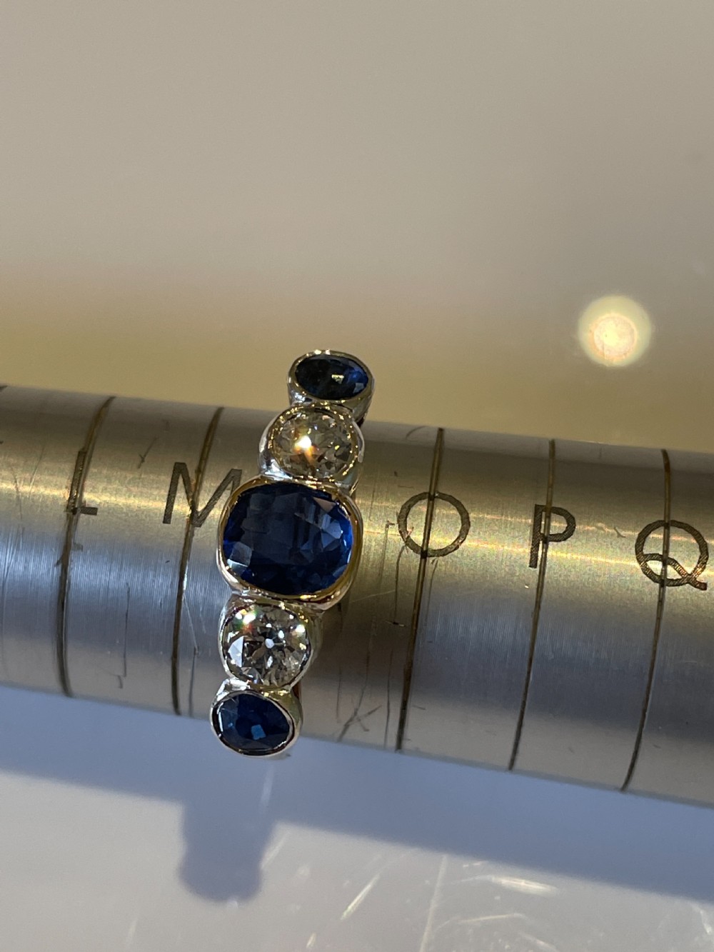 Edwardian Diamond and Sapphire Ring View VI
