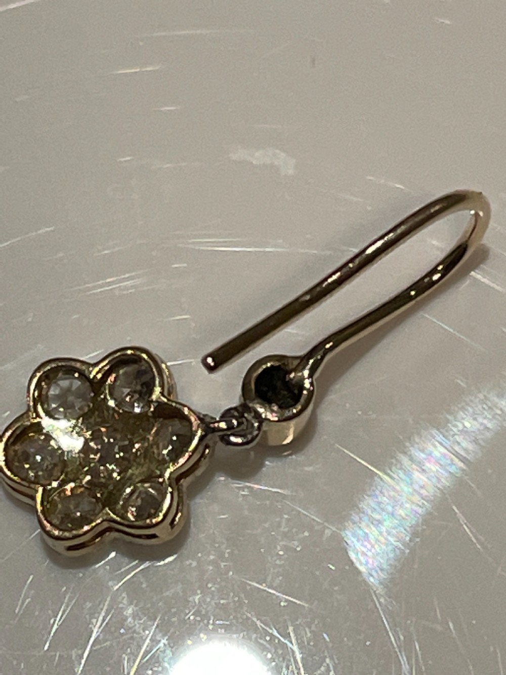 Edwardian Flower Head Diamond Earrings  View II