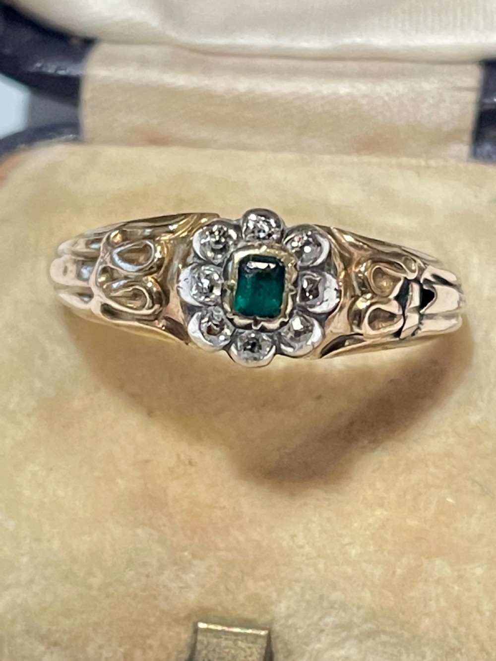 Georgian Diamond and Emerald Ring 