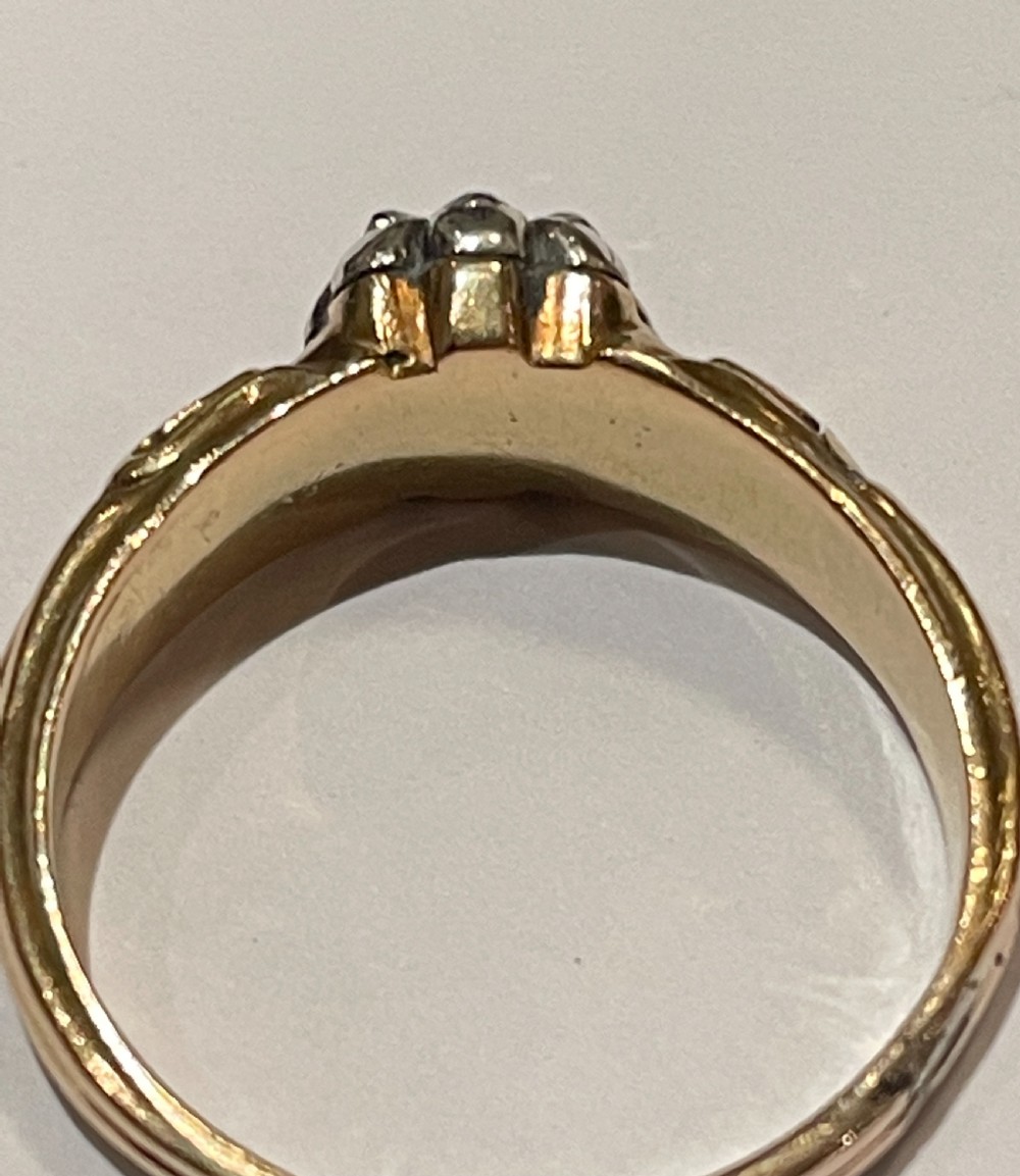 Georgian Diamond and Emerald Ring  View II