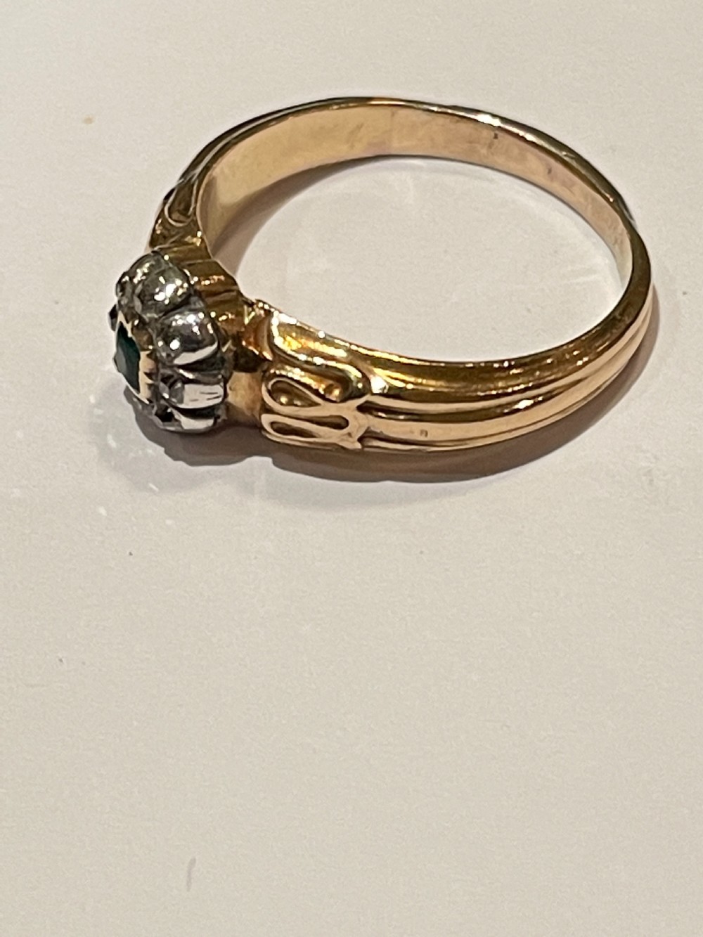 Georgian Diamond and Emerald Ring  View III