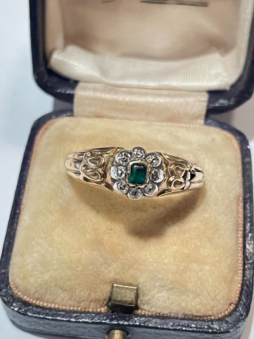 Georgian Diamond and Emerald Ring  View IV