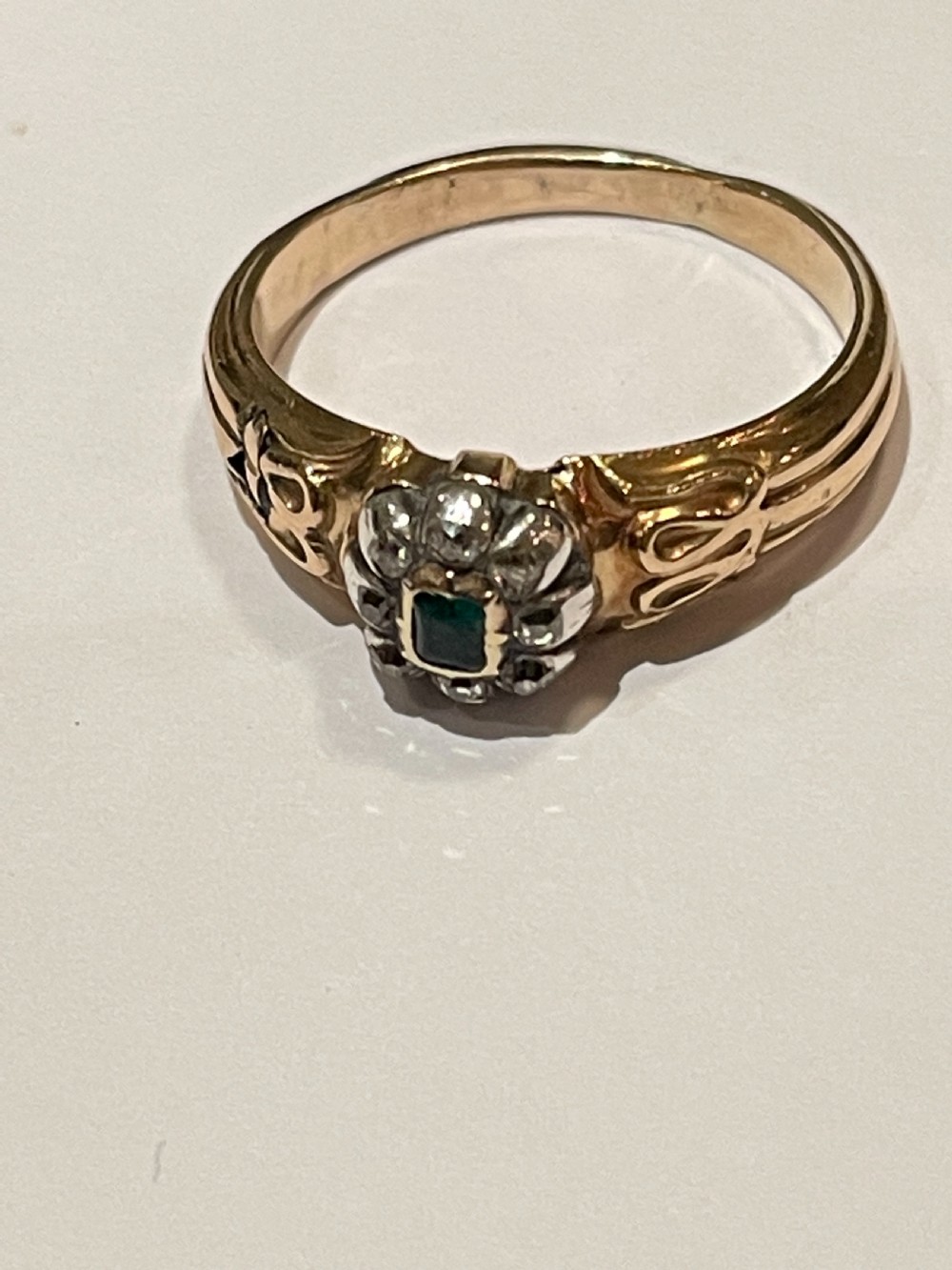 Georgian Diamond and Emerald Ring  View V