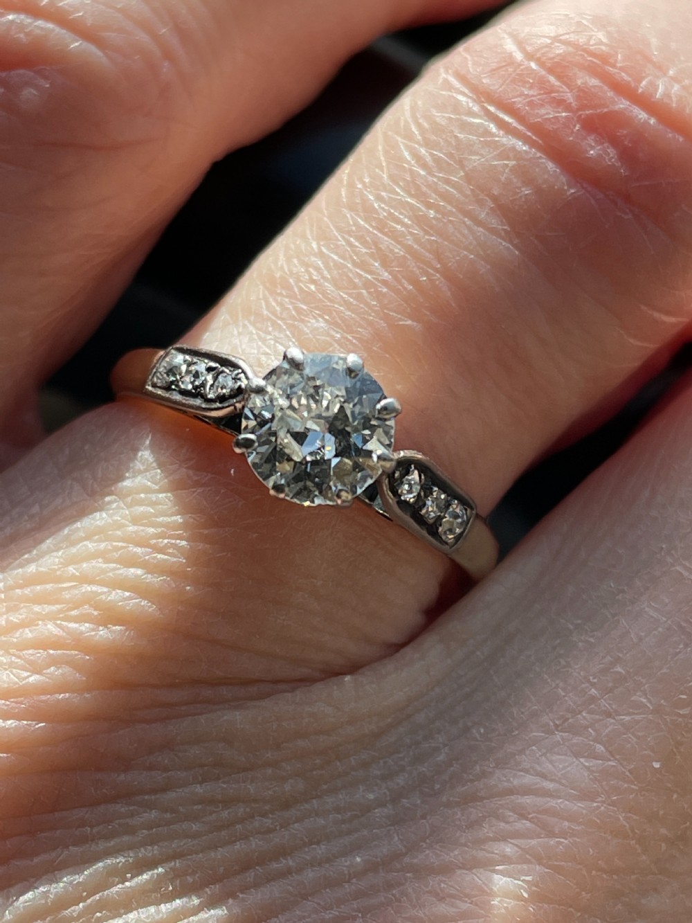 Art Deco Diamond Old Cut Engagement Ring View II