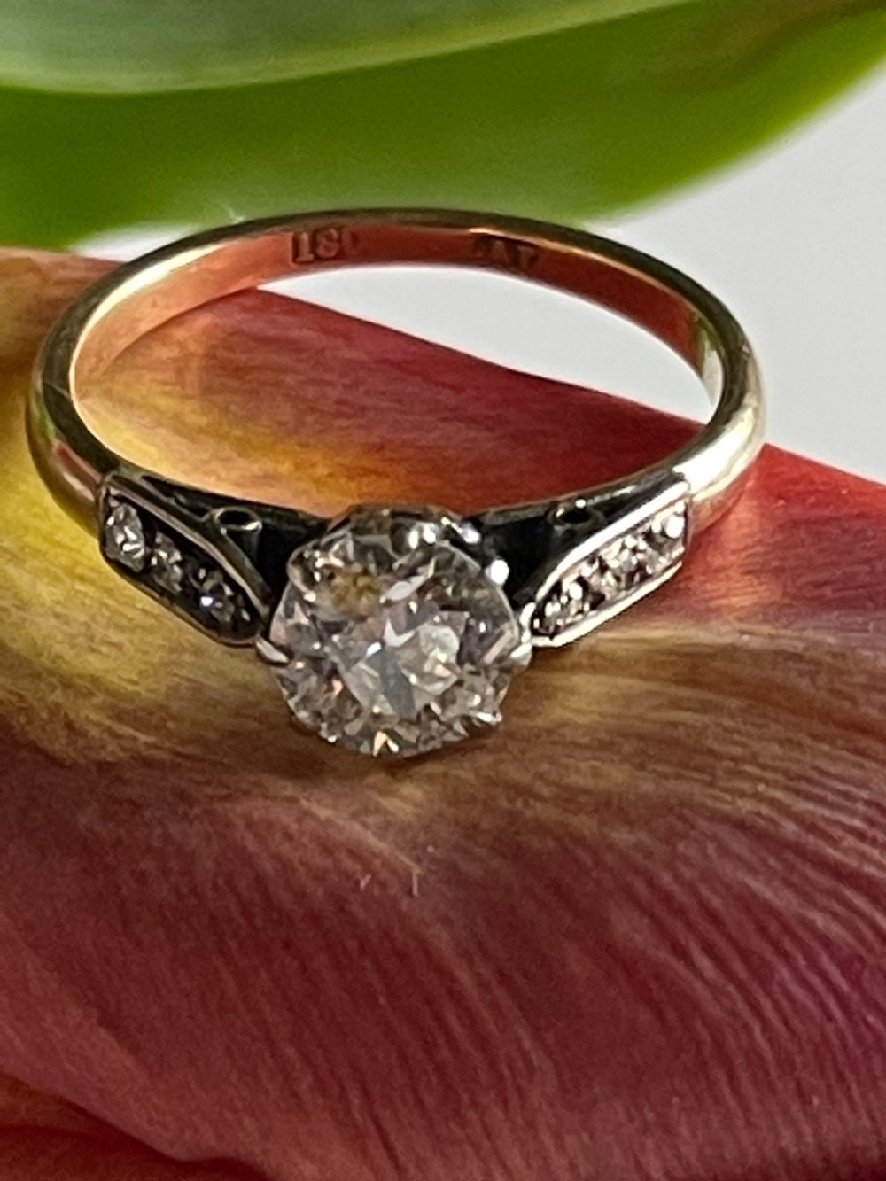 Art Deco Diamond Old Cut Engagement Ring View IV