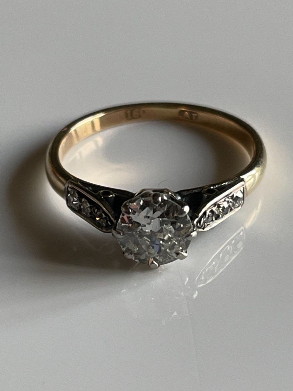 Art Deco Diamond Old Cut Engagement Ring View V