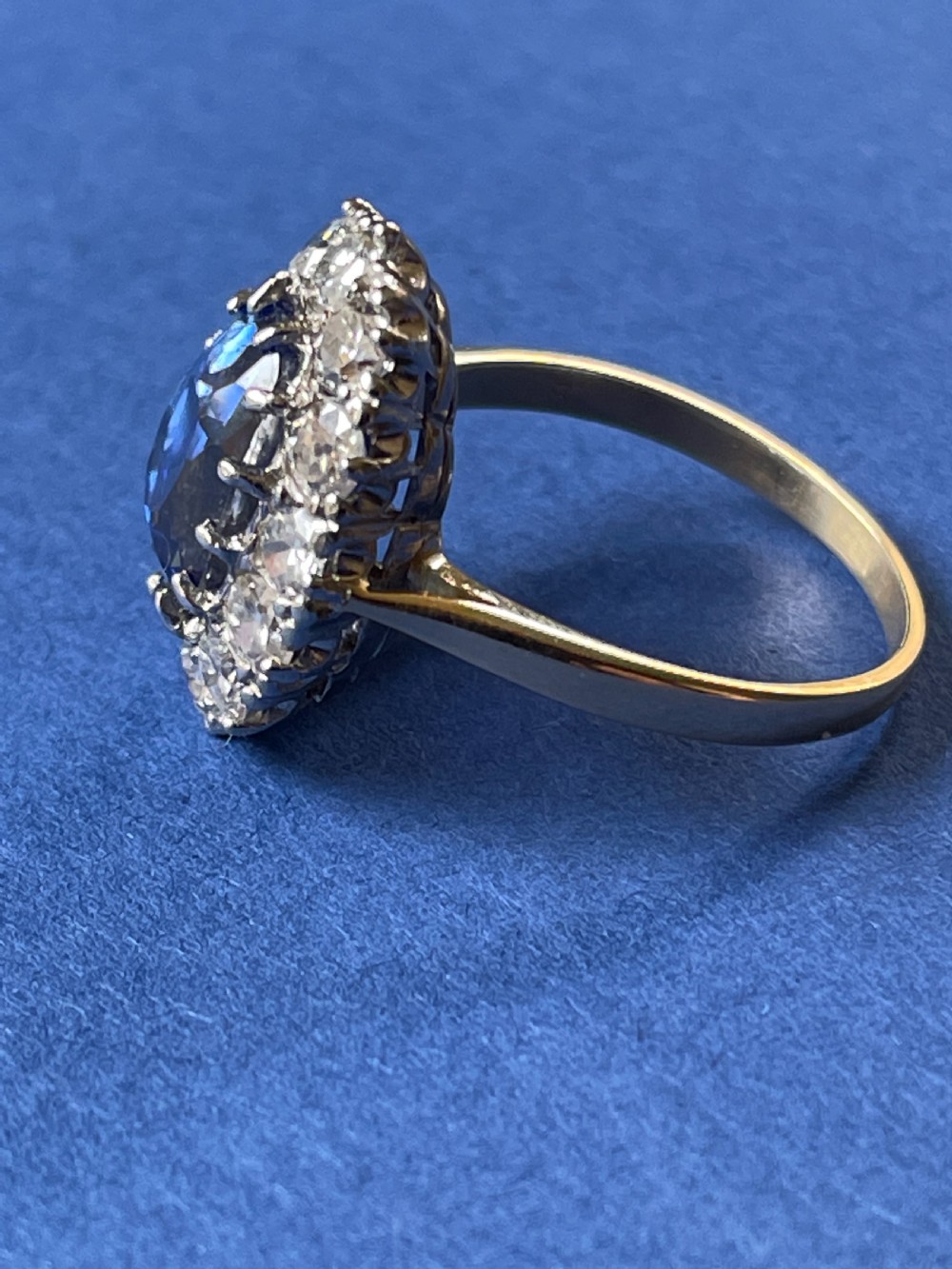 Sapphire and Diamond Cluster1930s Ring View III