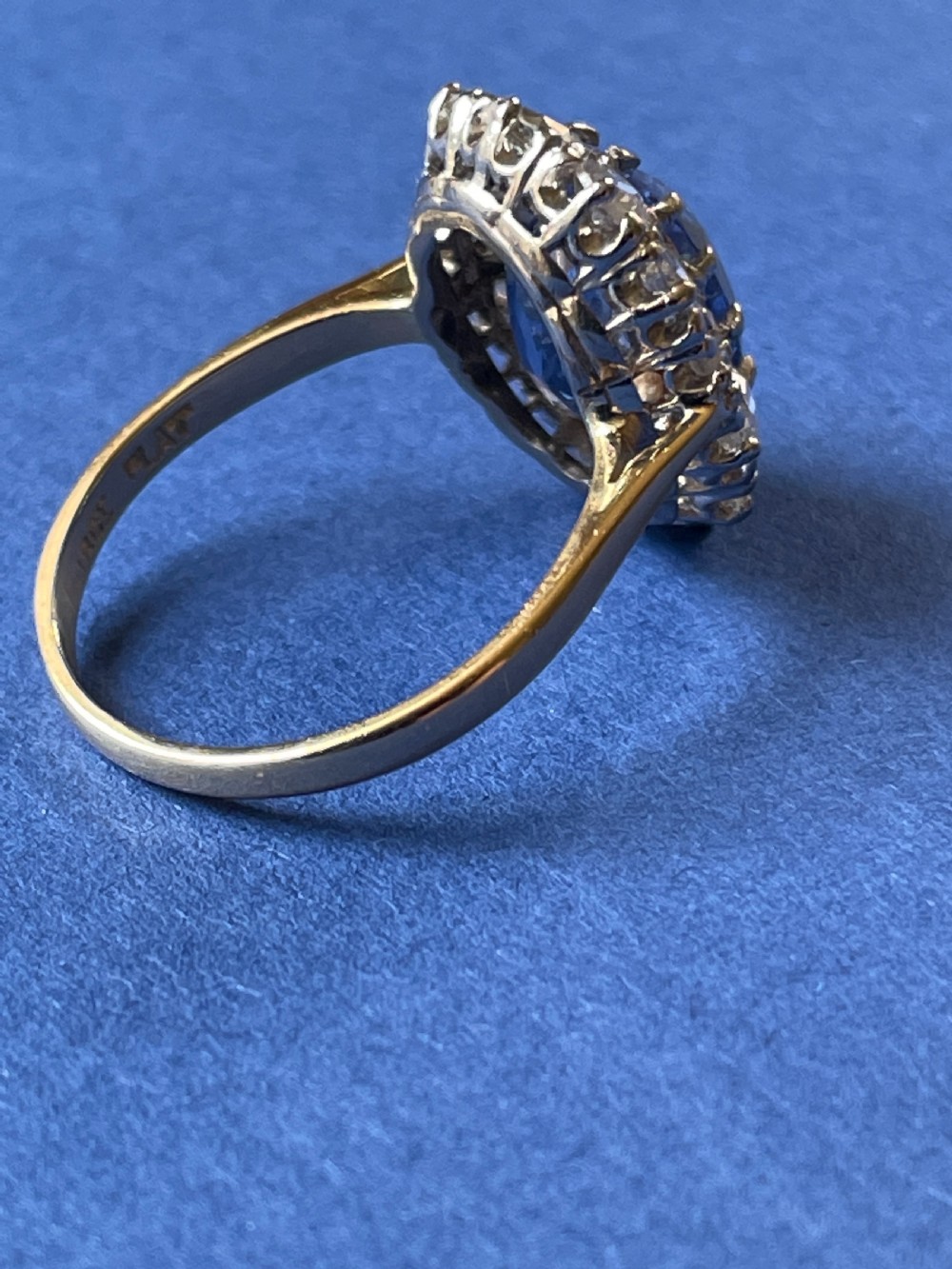 Sapphire and Diamond Cluster1930s Ring View IV