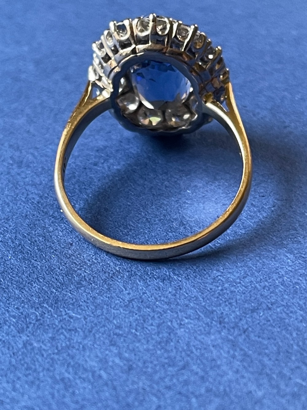 Sapphire and Diamond Cluster1930s Ring View V
