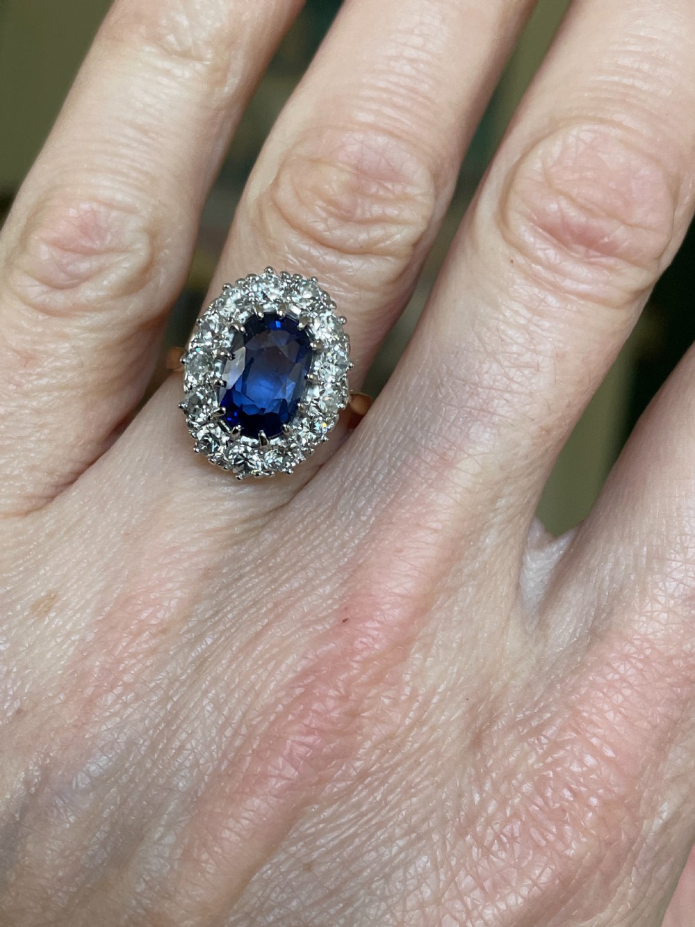 Sapphire and Diamond Cluster1930s Ring View VI
