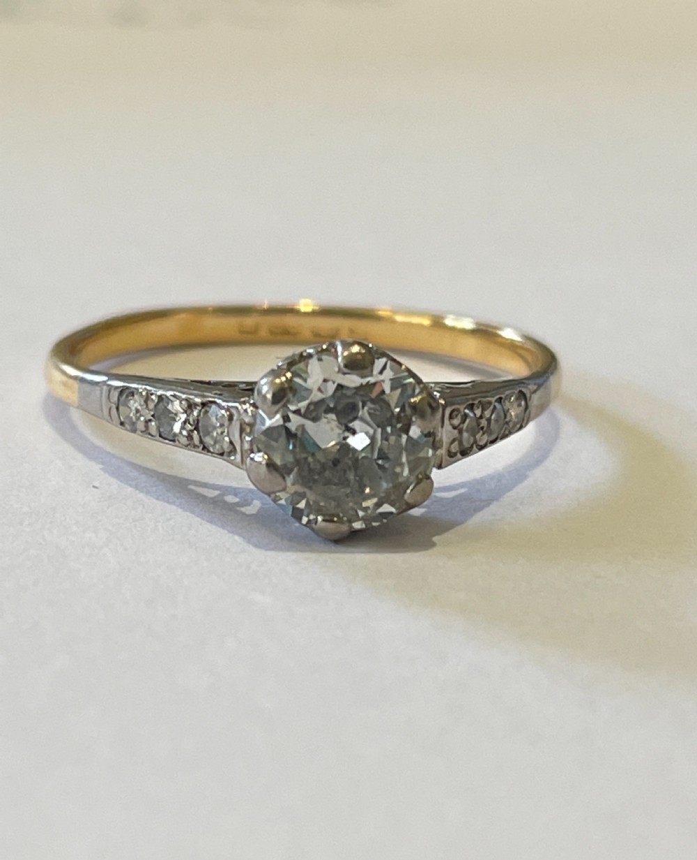 Edwardian Old European Cut Diamond 0.85ct Solitaire Ring 22ct