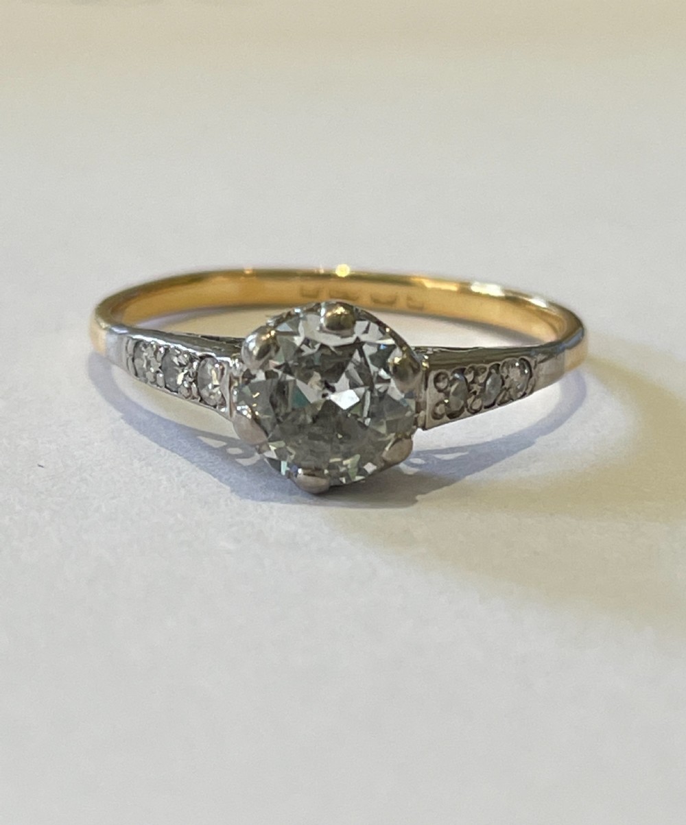 Edwardian Old European Cut Diamond 0.85ct Solitaire Ring 22ct View III