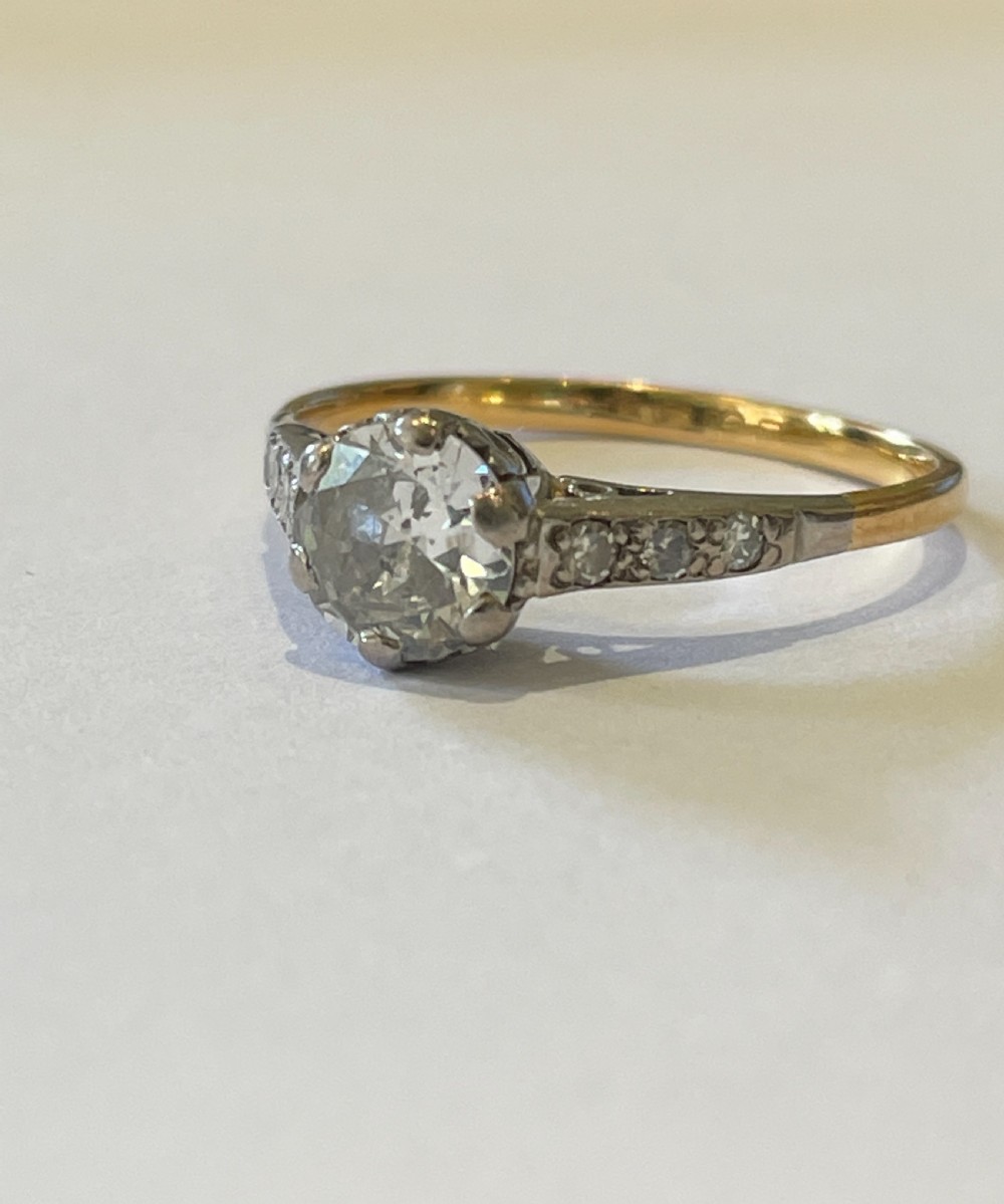 Edwardian Old European Cut Diamond 0.85ct Solitaire Ring 22ct View IV