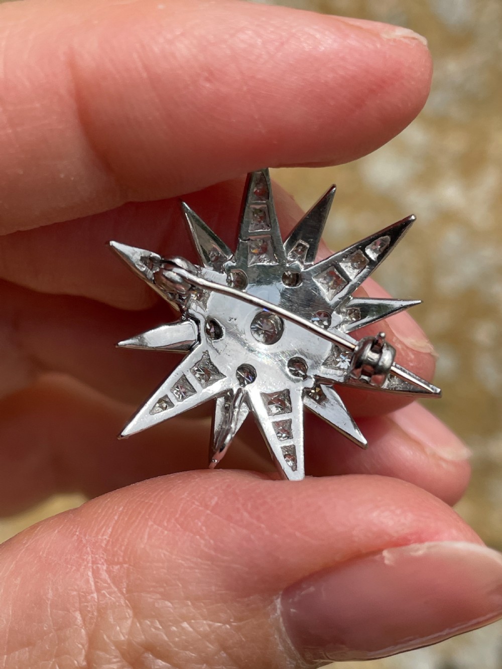 Diamond Platinum set Star Brooch View V