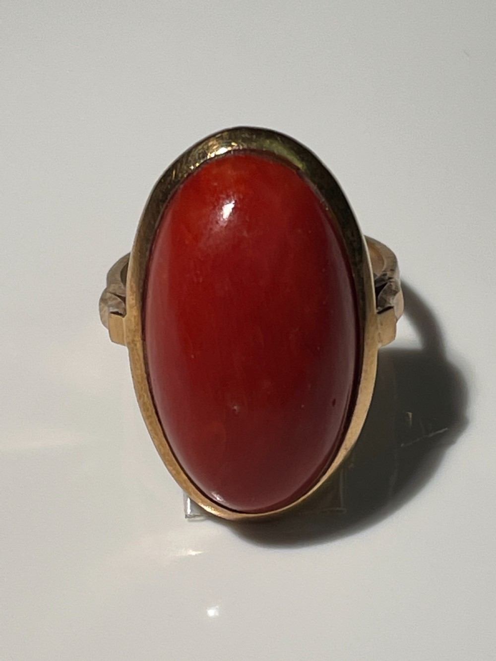 Natural Coral and Gold Ring