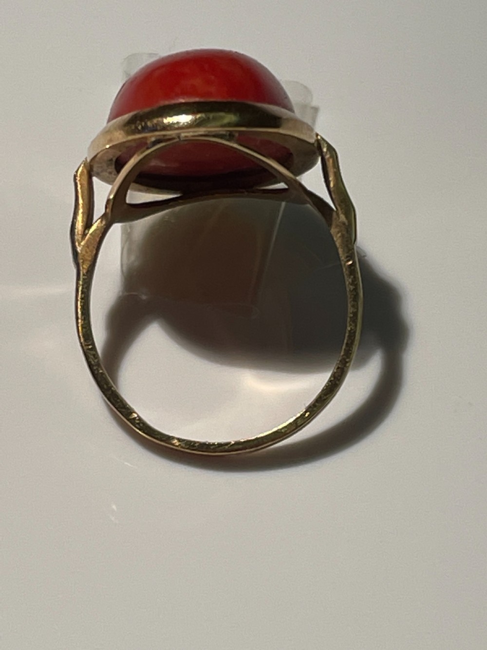 Natural Coral and Gold Ring View II