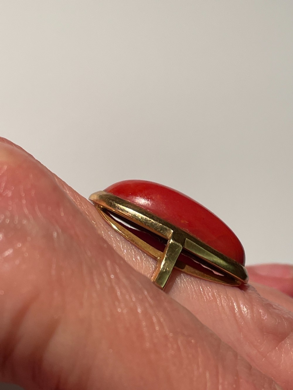 Natural Coral and Gold Ring View III