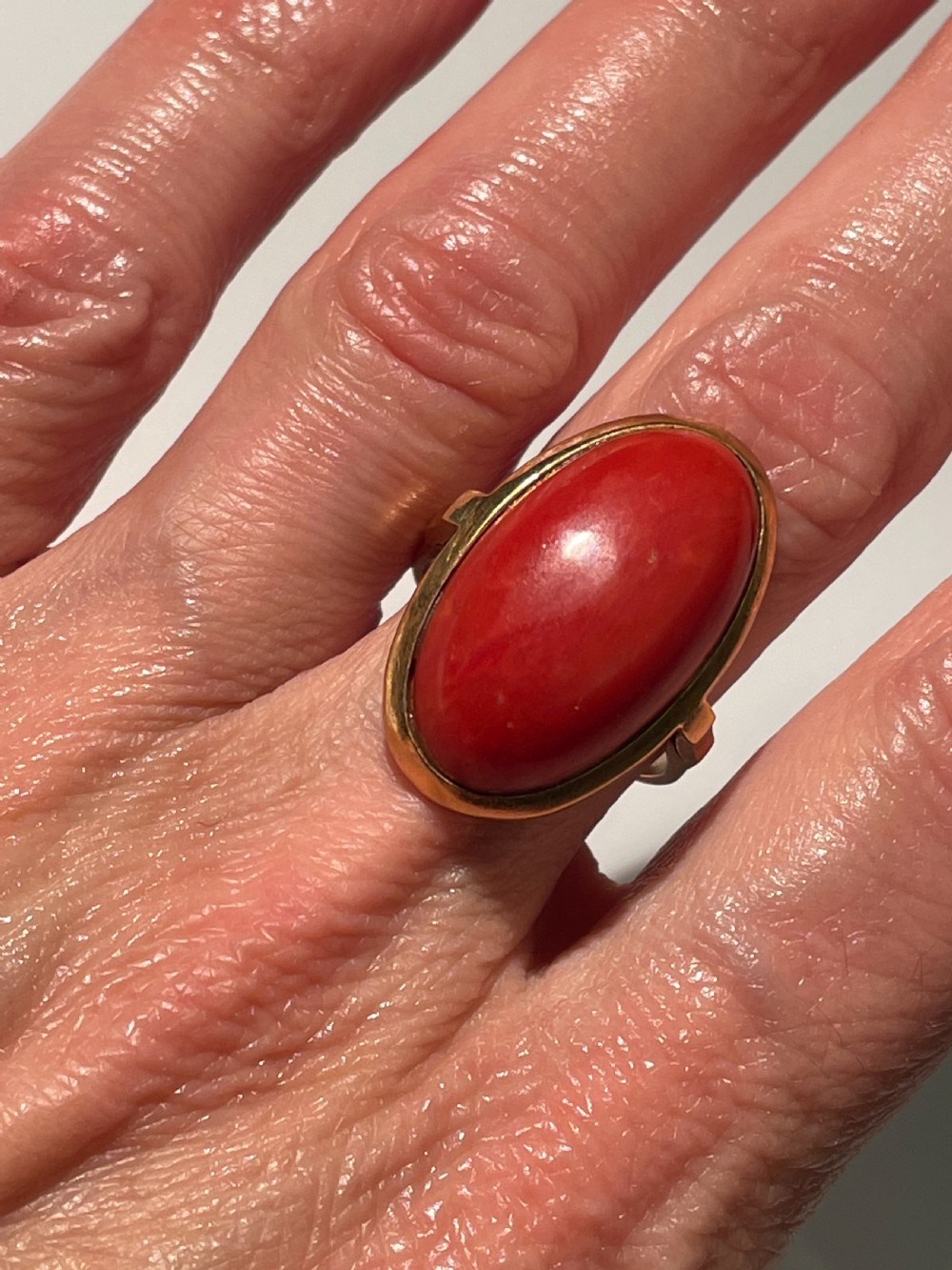 Natural Coral and Gold Ring View V