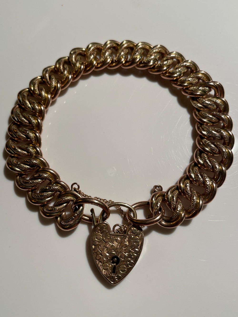 Edwardian 9ct Curb Bracelet With Engraved Links