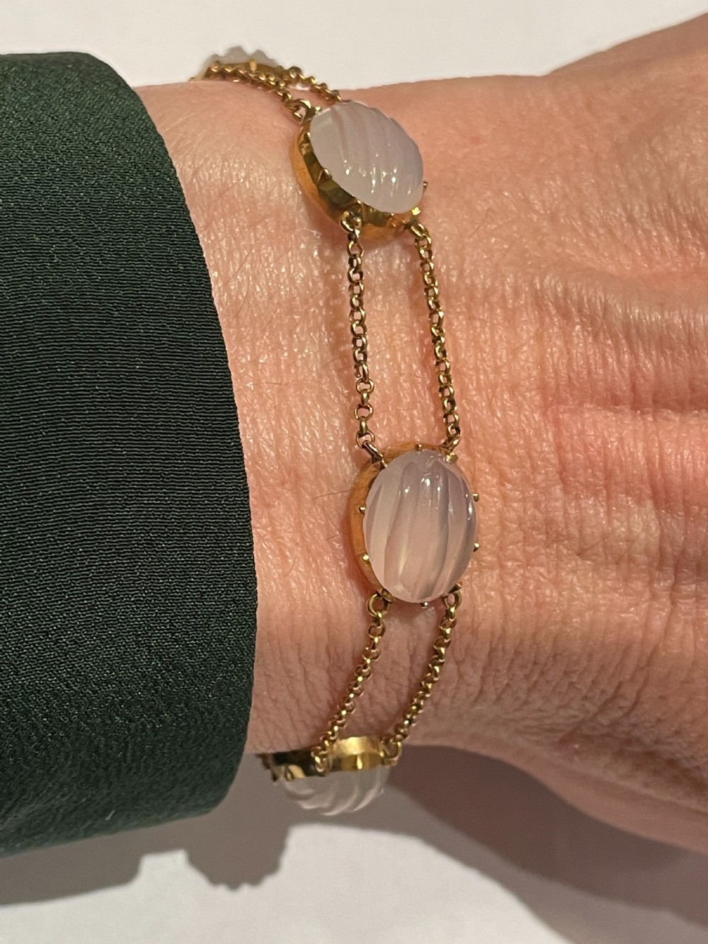 Moonstone Edwardian 18ct Gold Bracelet View V