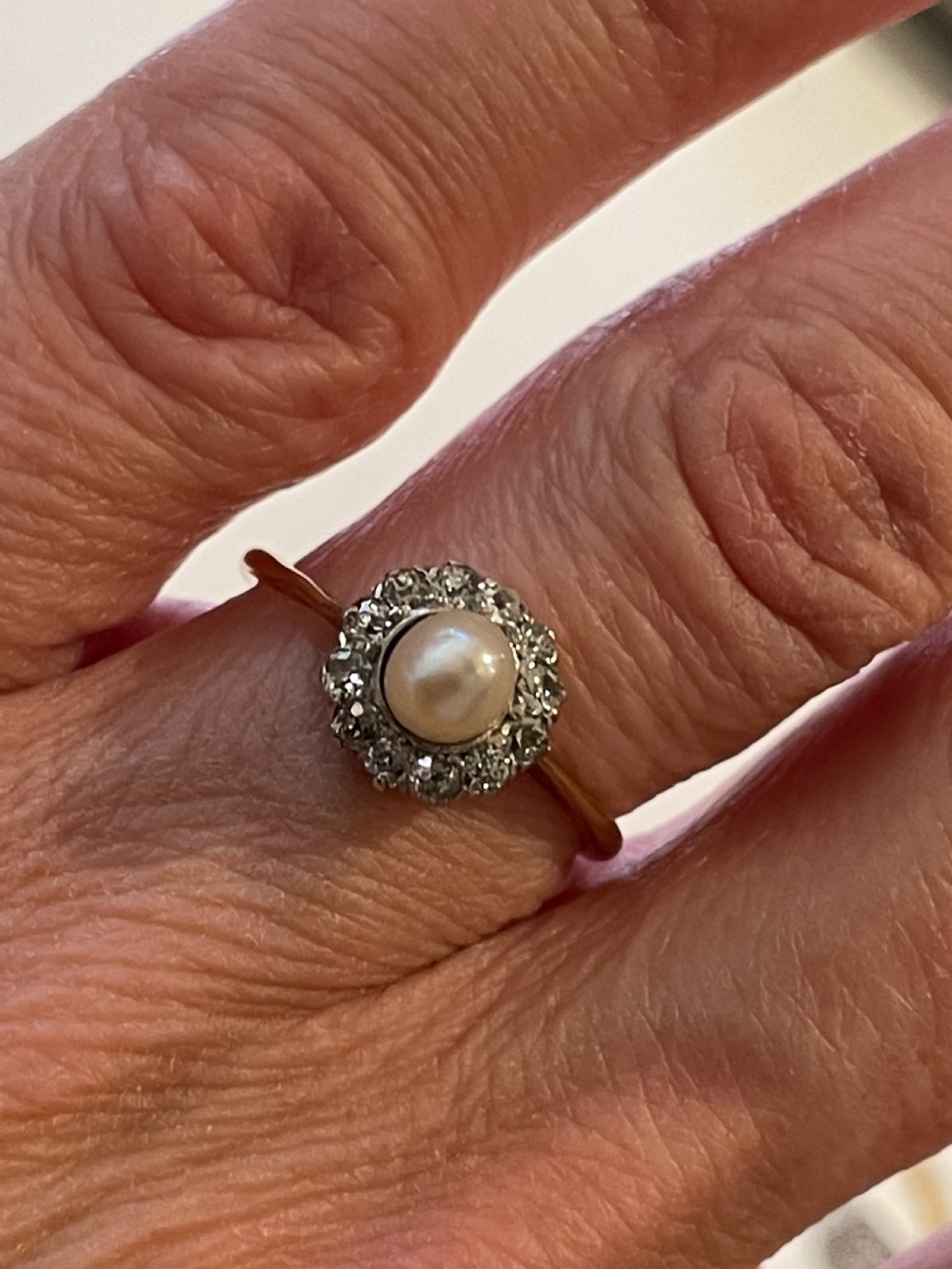 Pearl and Diamond 18ct Gold Ring View II