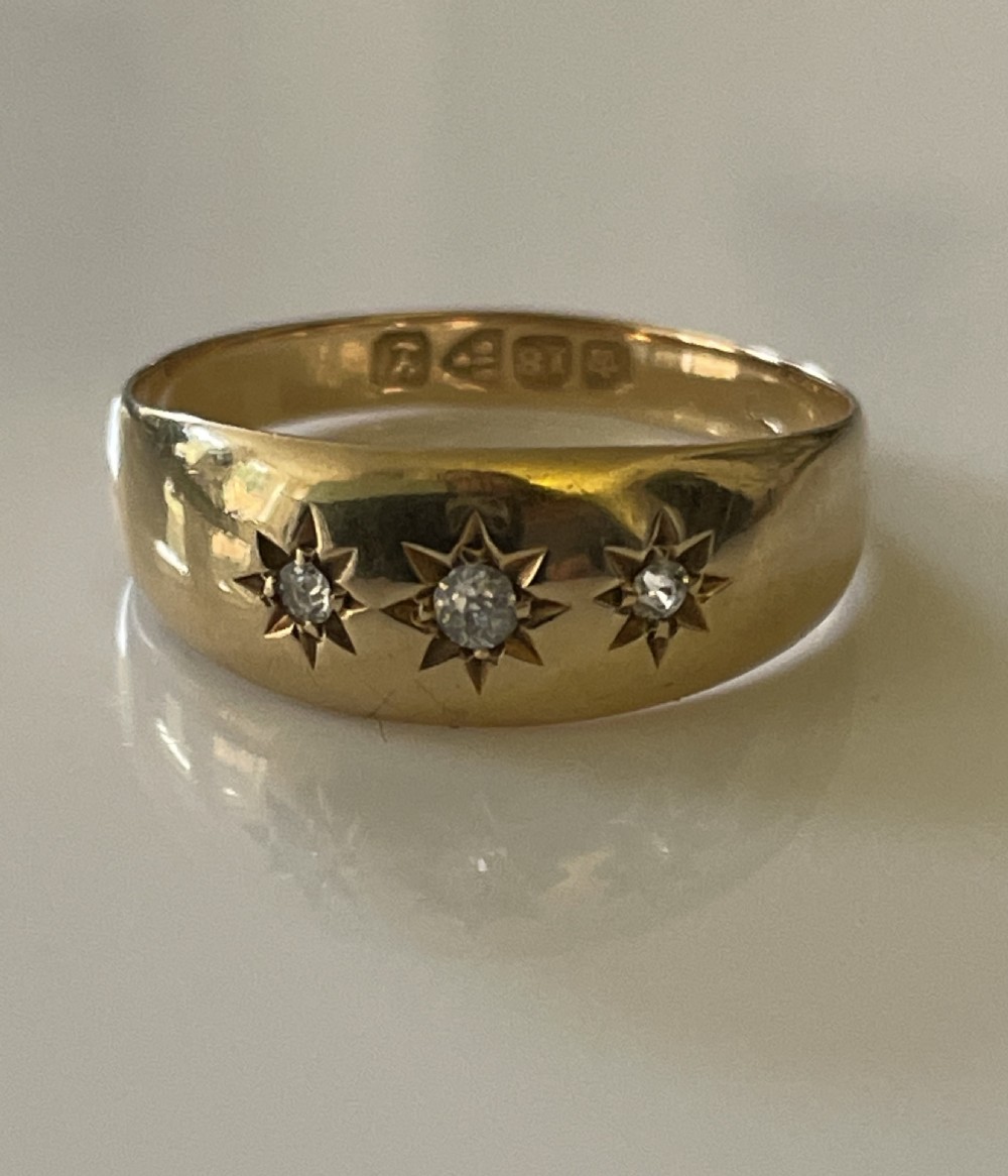 Antique 18ct Gold Diamond Set Gypsy Style Ring