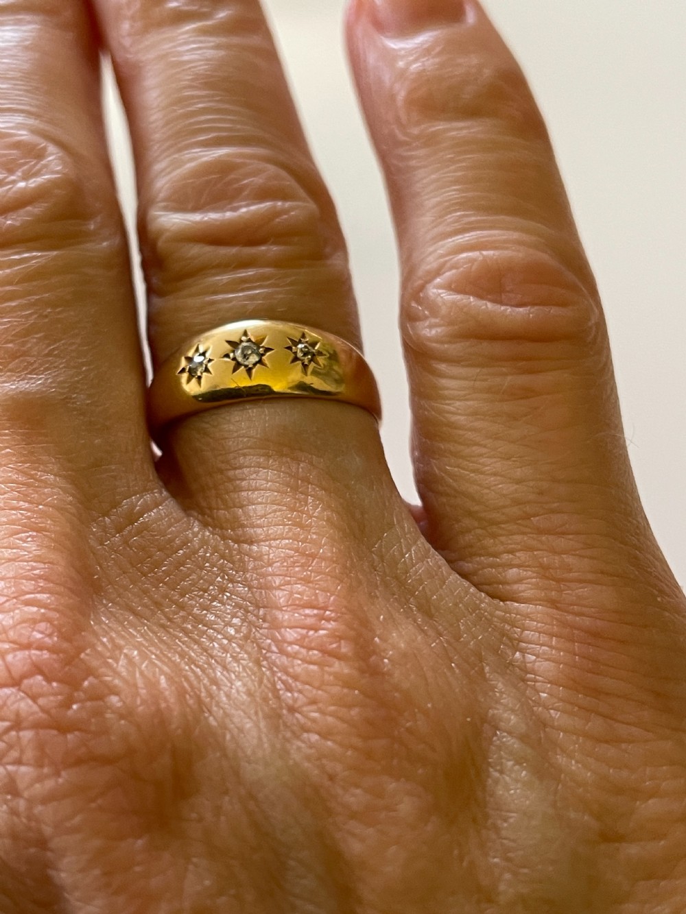 Antique 18ct Gold Diamond Set Gypsy Style Ring View III