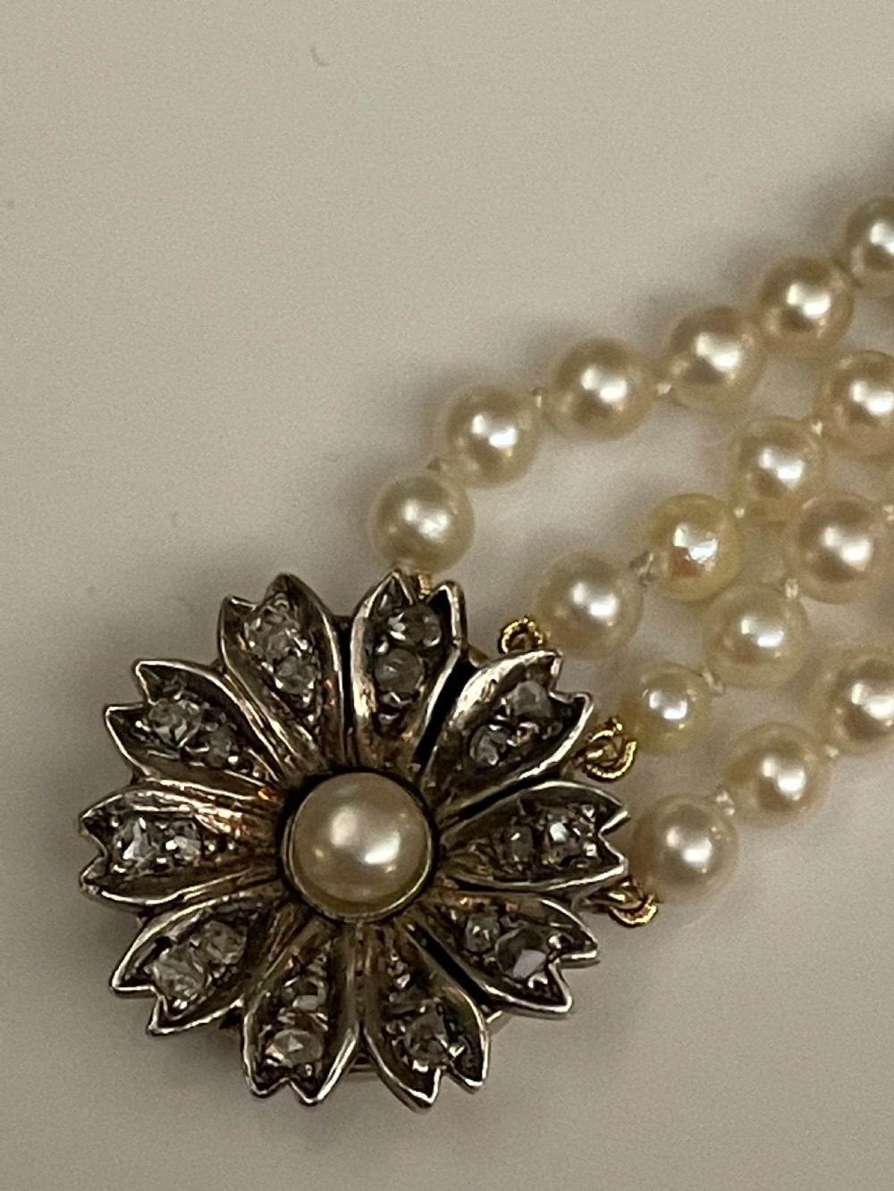 Edwardian Cultured Pearl Diamond Set Bracelet View II