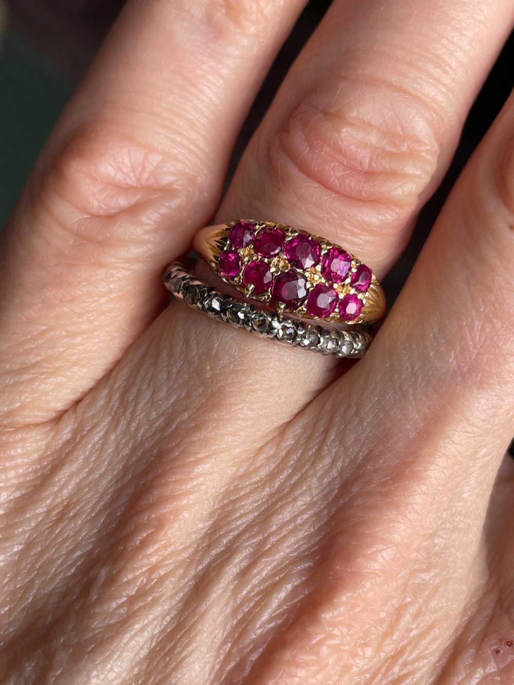 Victorian Natural Ruby 18ct Gold Boat Ring View III