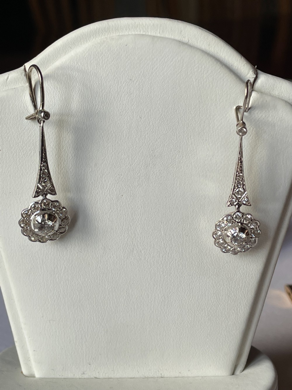 Art Deco Diamond Drop Earrings View II