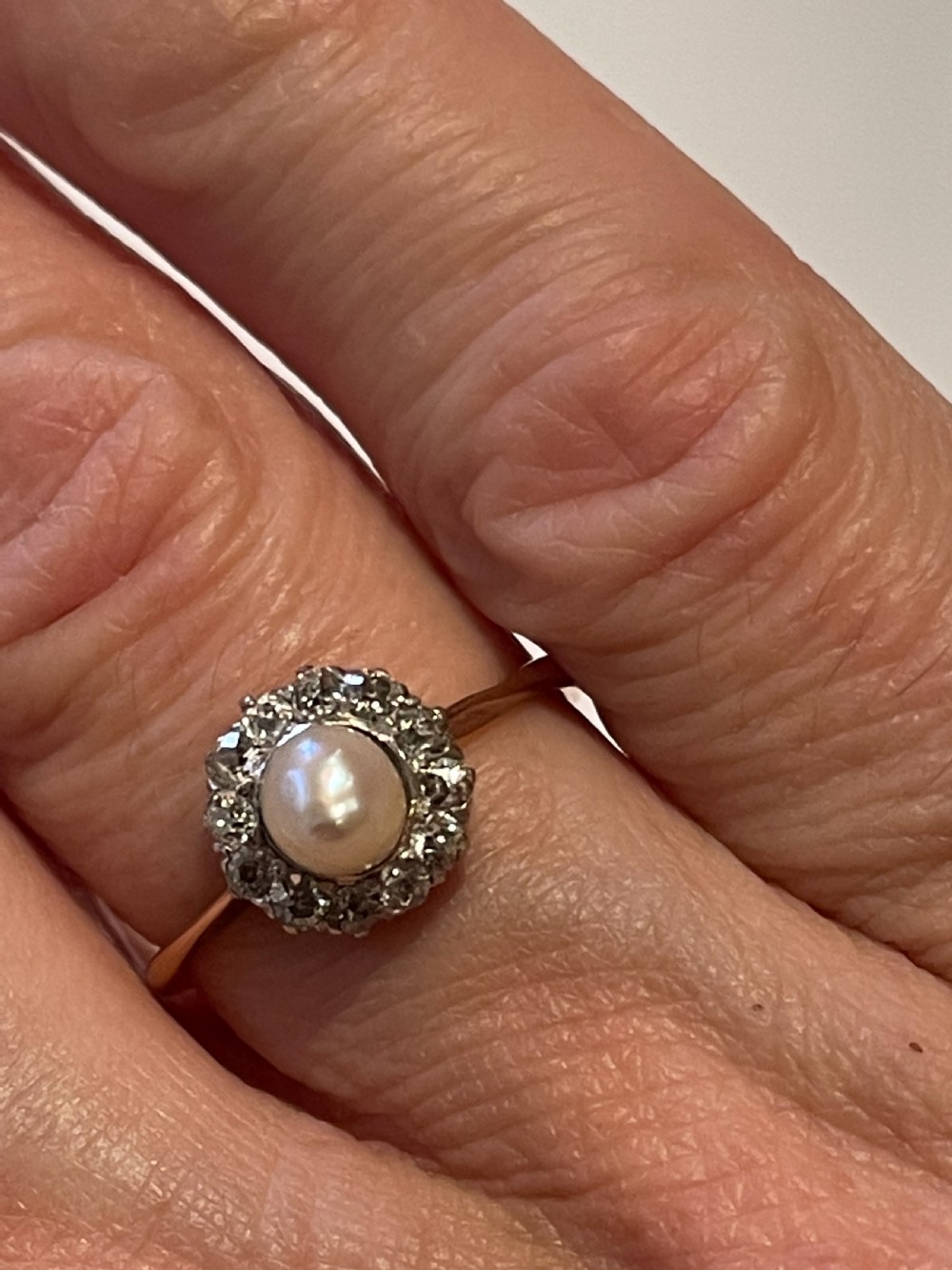 Antique Victorian Pearl and Diamond  Cluster 18ct Ring View III