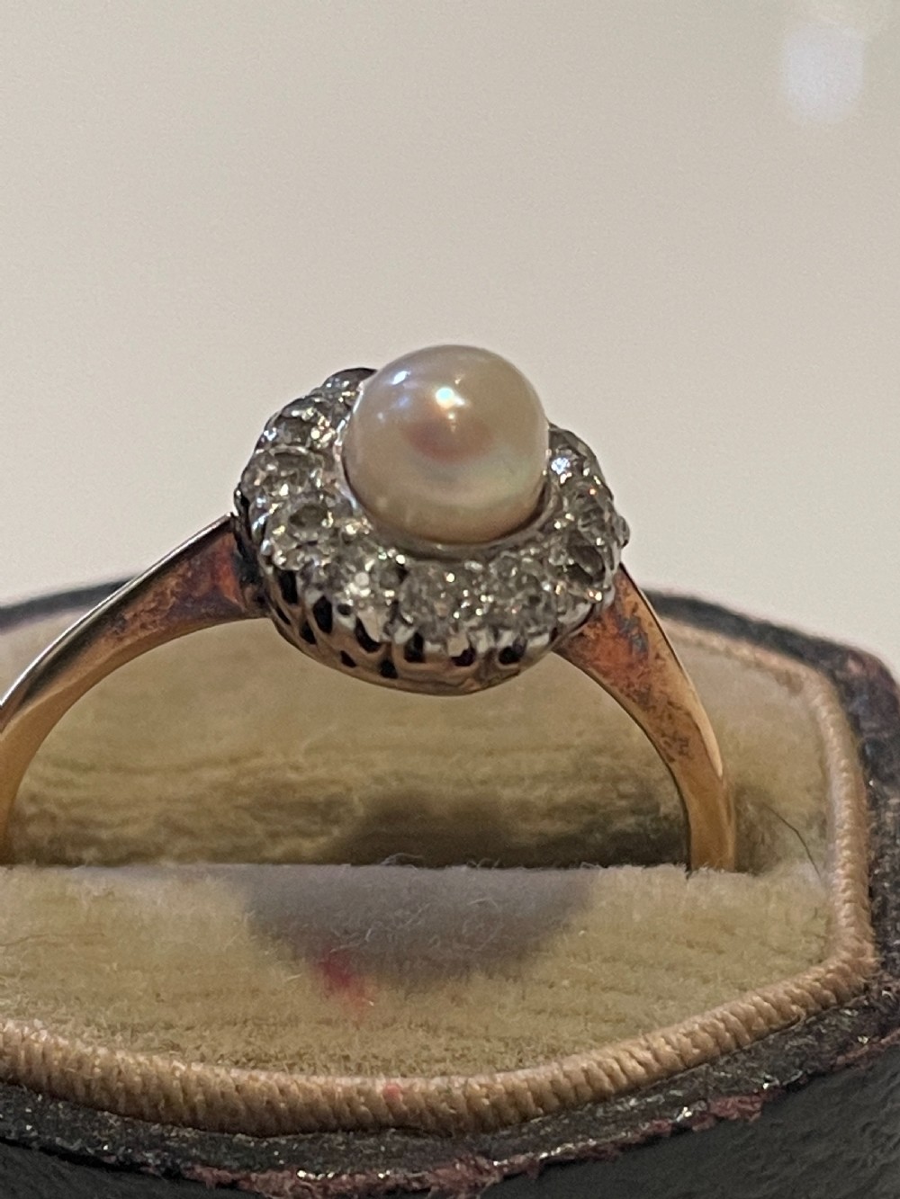 Antique Victorian Pearl and Diamond  Cluster 18ct Ring View IV