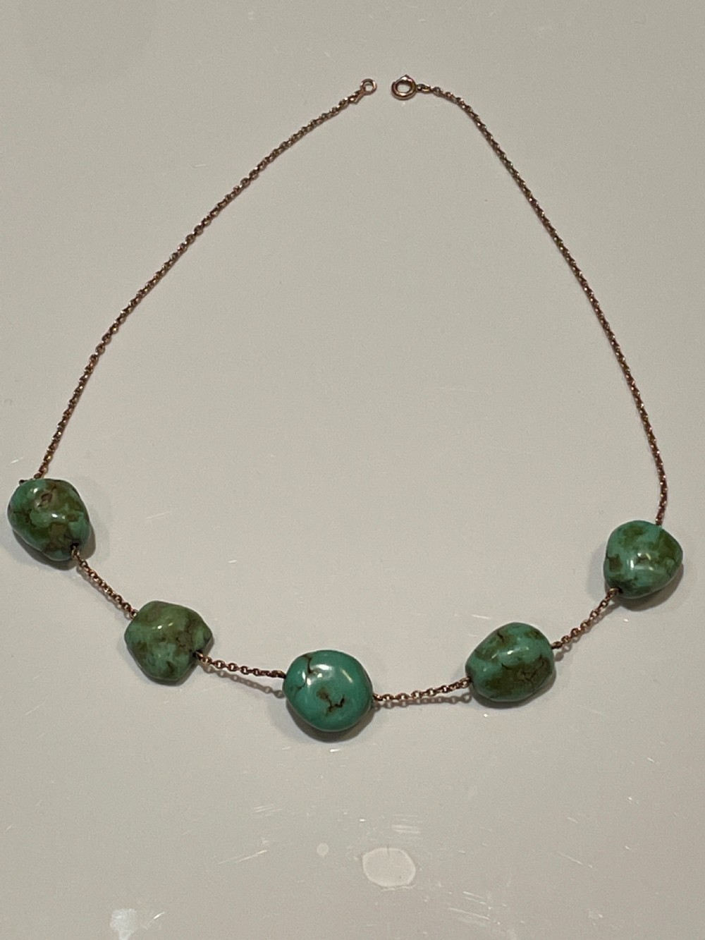 Edwardian Turquoise 9ct Gold Necklace View IV