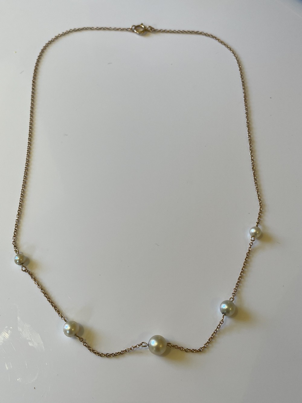 Edwardian Pearl 9ct Gold Necklace View II