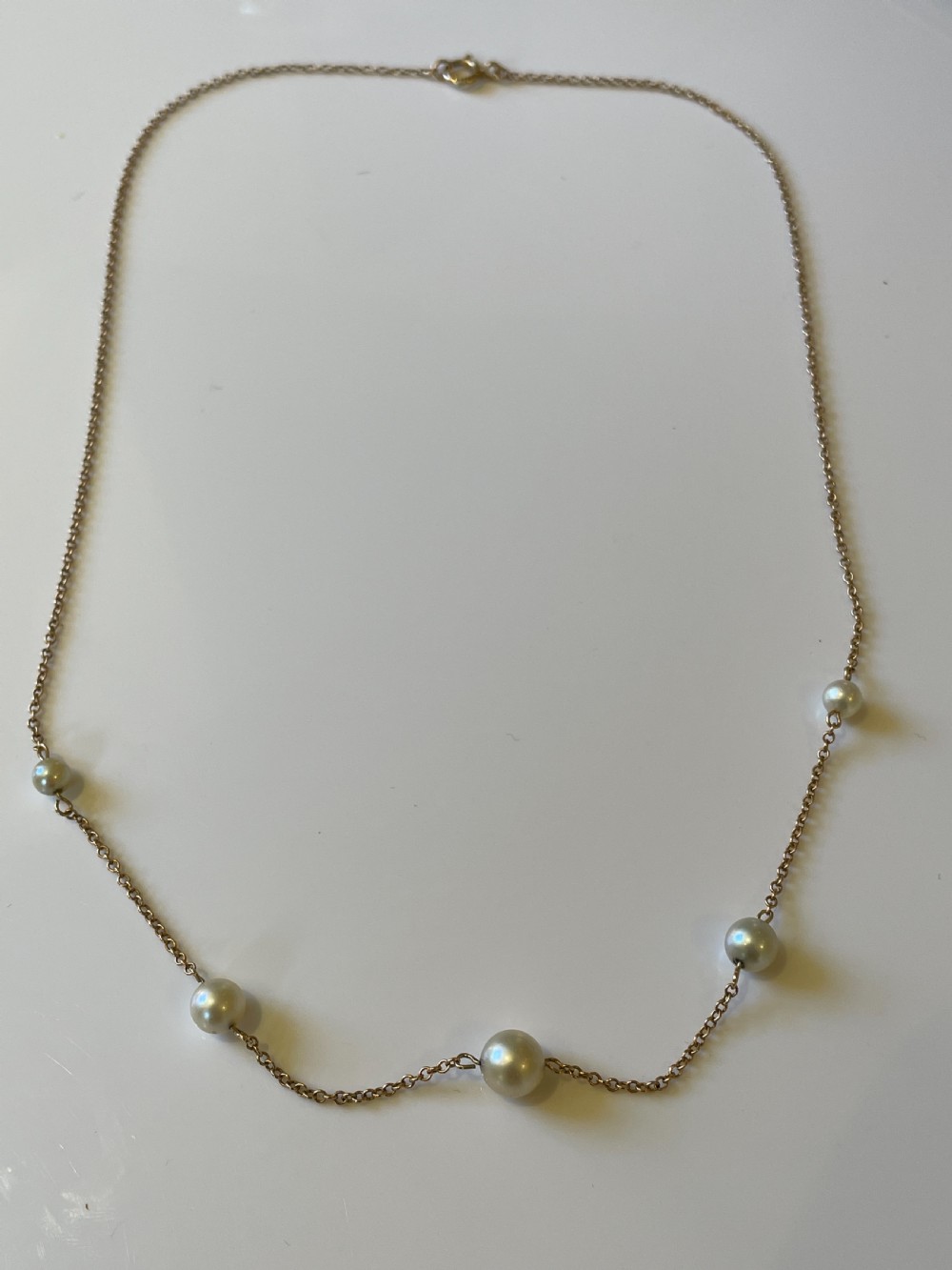 Edwardian Pearl 9ct Gold Necklace View IV
