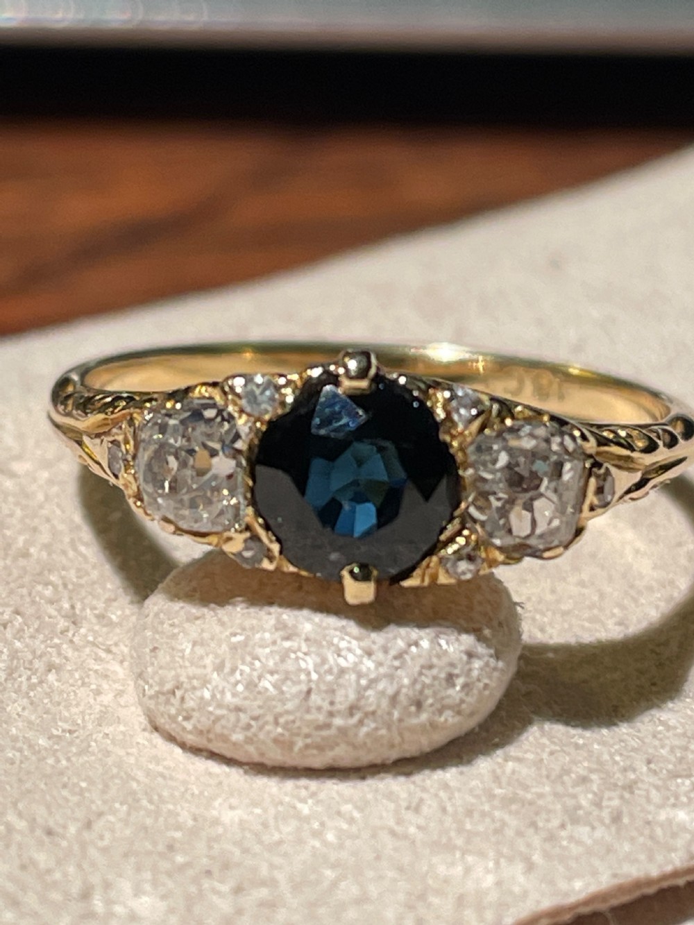 Sapphire and Diamond Victorian Ring