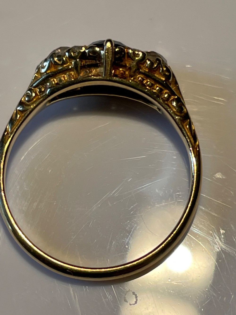 Sapphire and Diamond Victorian Ring View IV