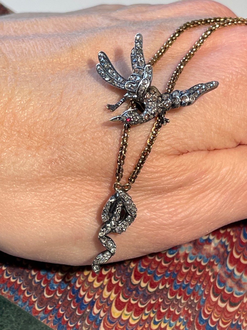  Victorian diamond Phoenix Necklace View III