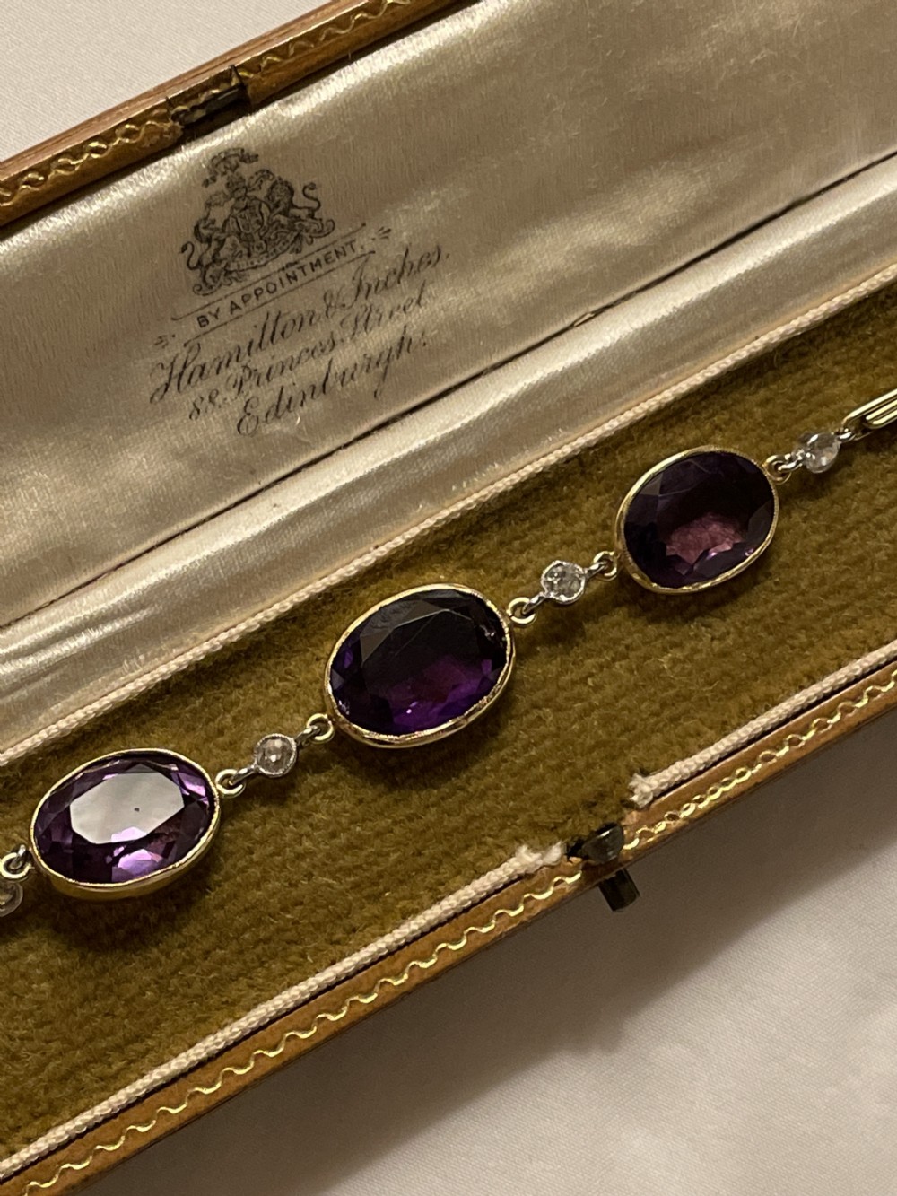 Amethyst and Diamond 18ct Gold Edwardian Bracelet View V