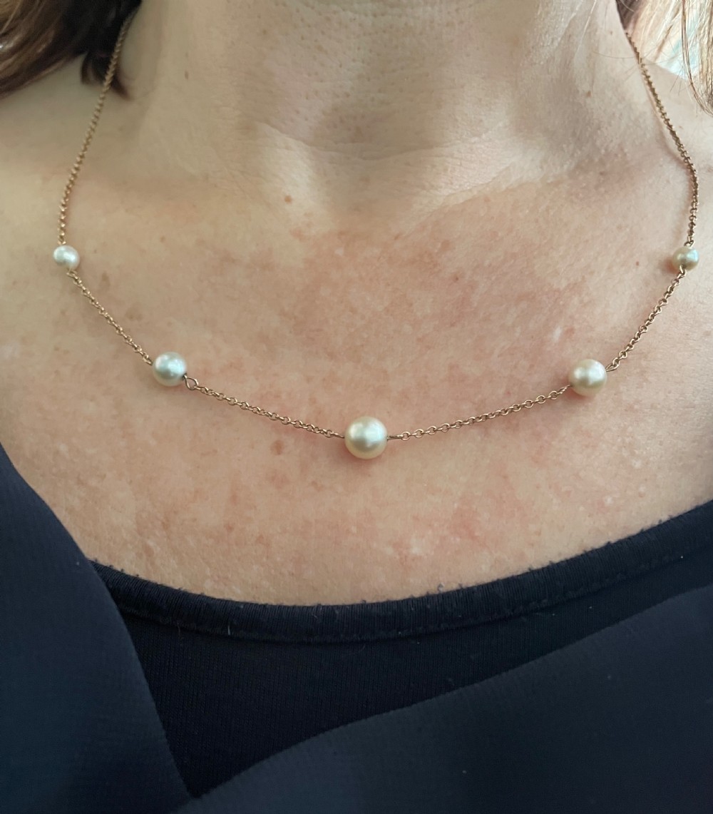 Antique Edwardian Pearl Gold Necklace