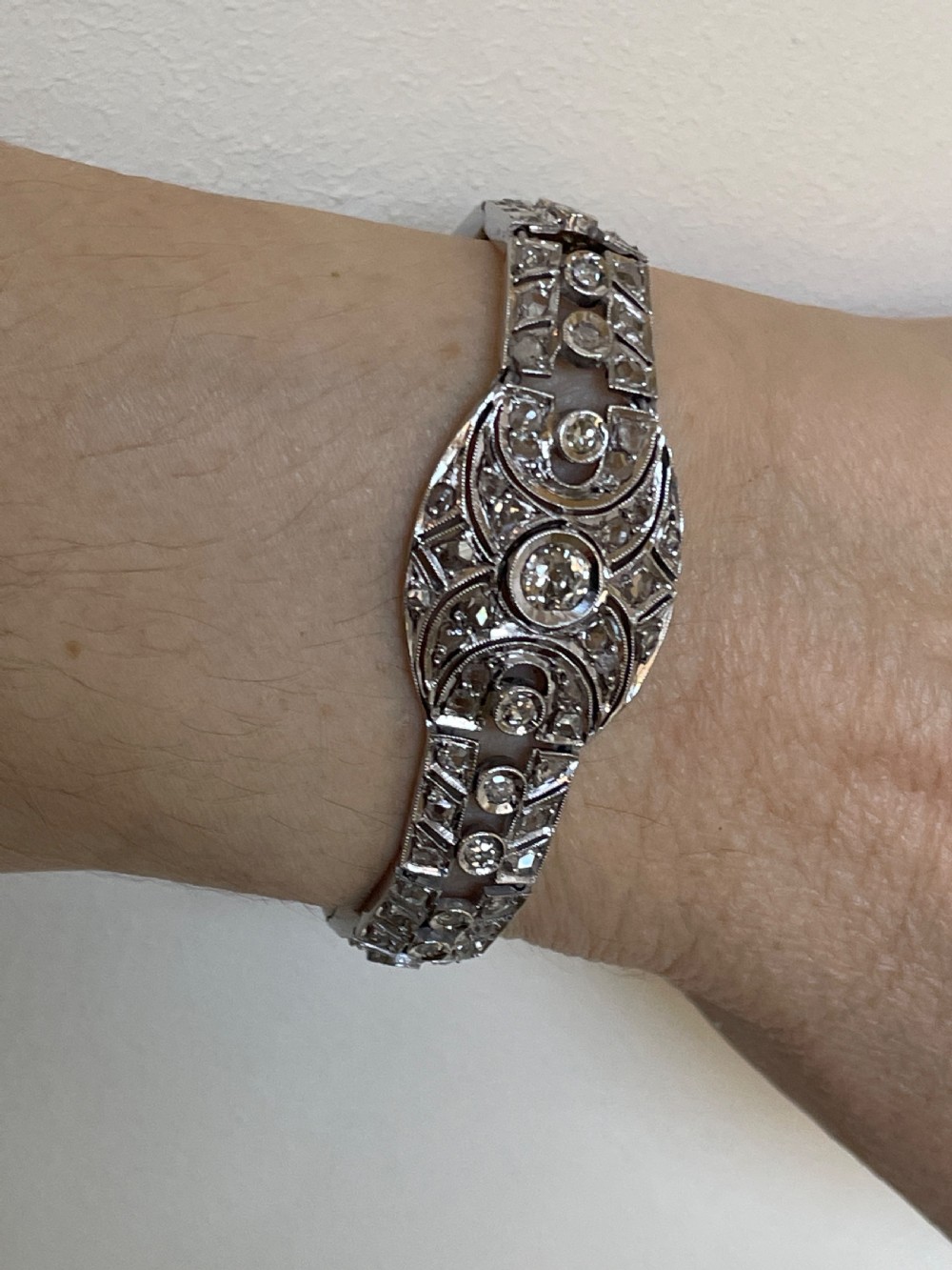 Art Deco Diamond Panel Bracelet View V