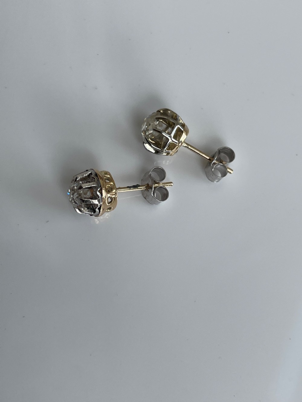 Mine Cut Diamond Stud Earrings View III