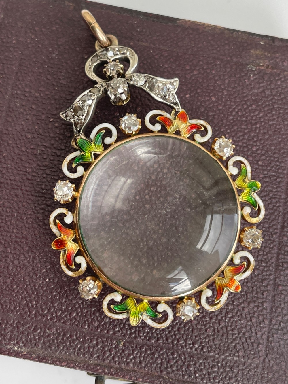 Edwardian Diamond and Enamel Open Locket
