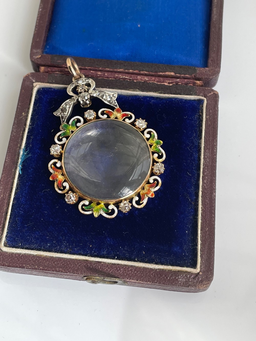 Edwardian Diamond and Enamel Open Locket View II
