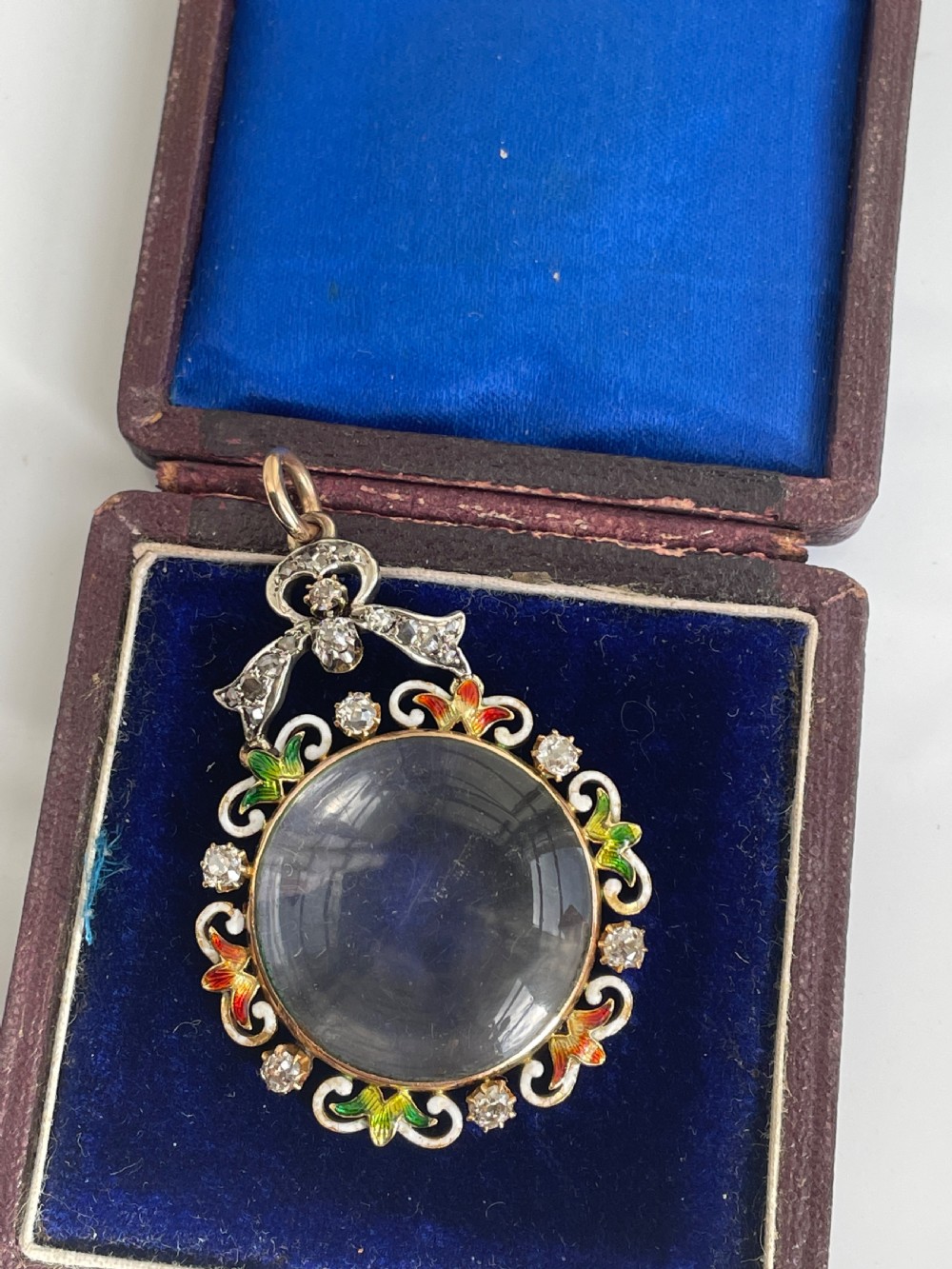 Edwardian Diamond and Enamel Open Locket View III
