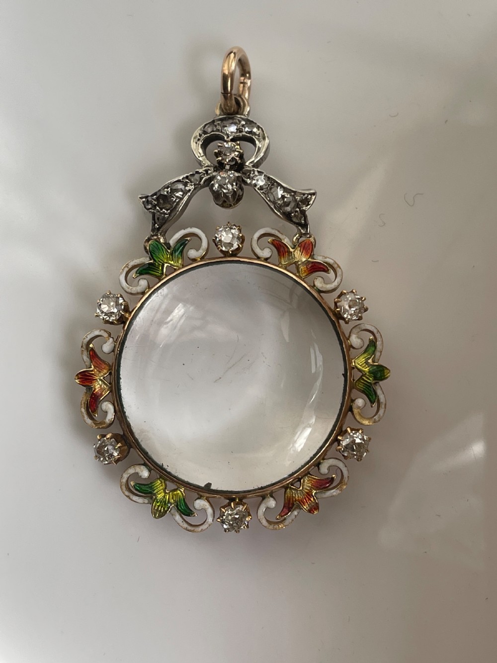 Edwardian Diamond and Enamel Open Locket View V