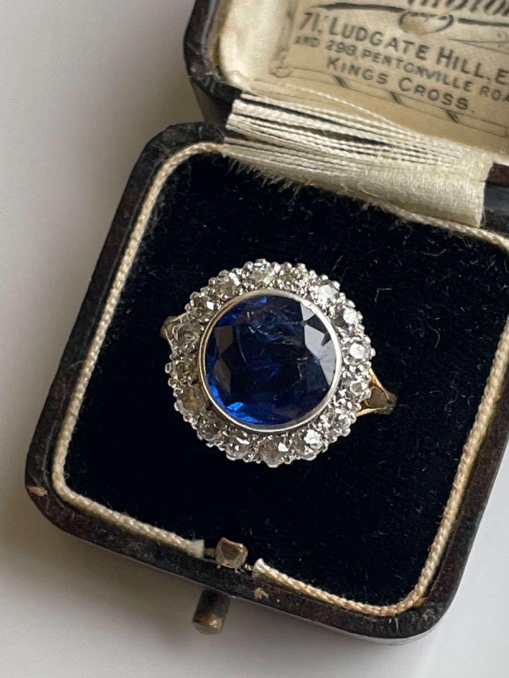 Edwardian Natural Sapphire and Old Cut Diamond Ring