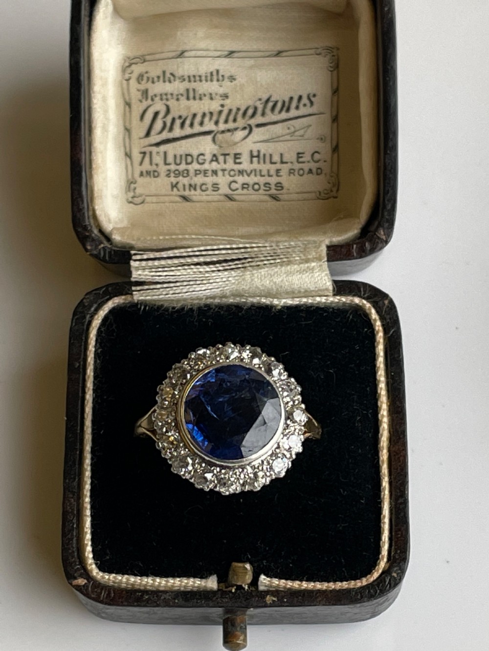 Edwardian Natural Sapphire and Old Cut Diamond Ring View III