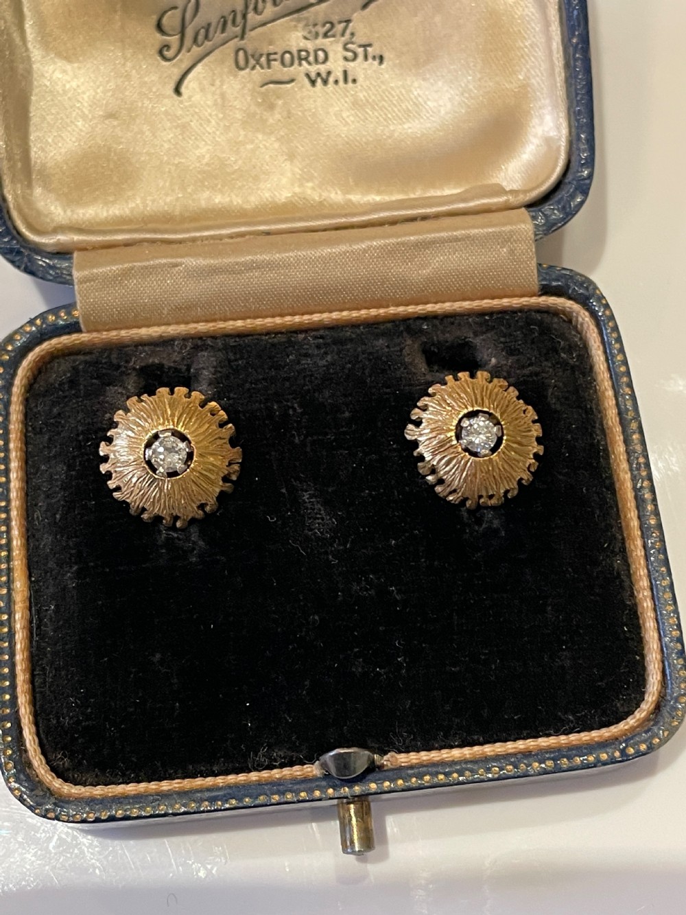 1950s 18ct Gold and Diamond Modernist Earrings 